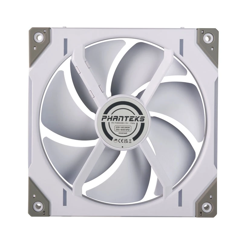 Phanteks D30-140 PWM Reverse Airflow D-RGB ventola per case PH-F140D30R_DRGB_PWM_WT01, 140 mm, bianca