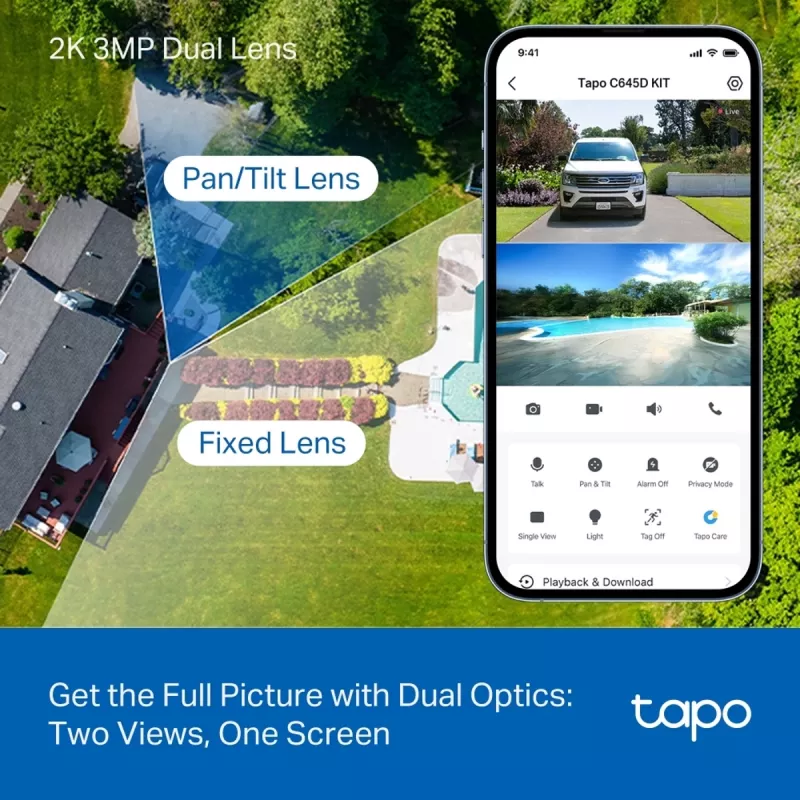 TP-Link Tapo C645D KIT, telecamera pan/tilt senza fili alimentata a energia solare, 3MP