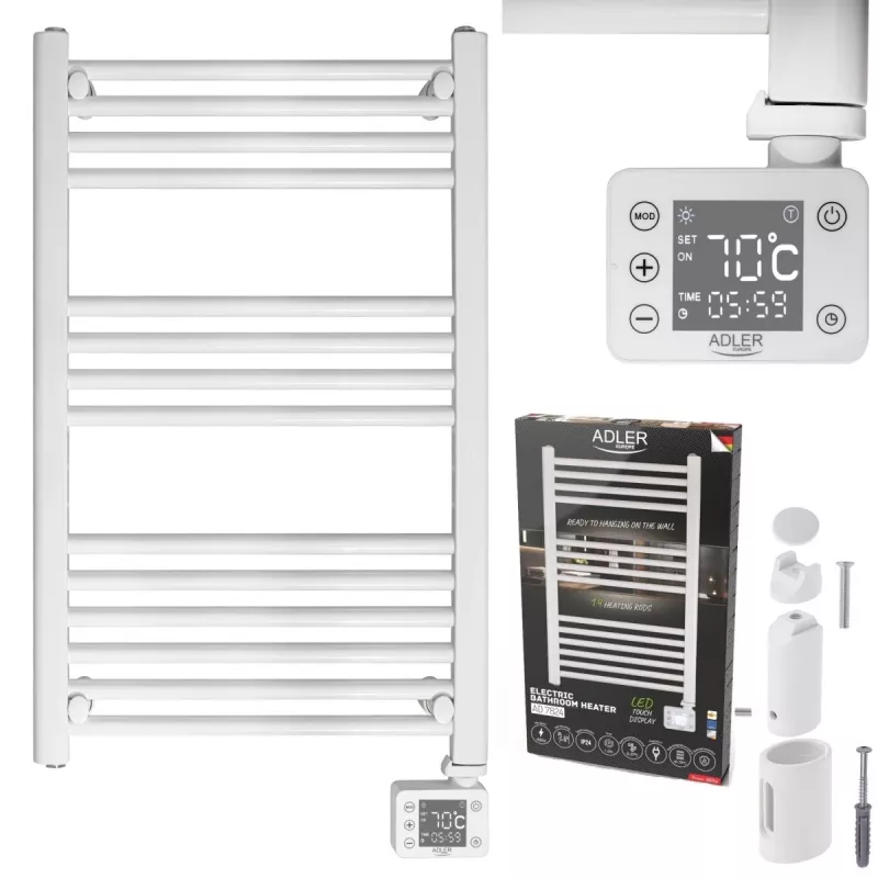 Termoarredo elettrico per bagno Adler AD 7824 600 W, bianco, IP24, a parete, 500×900 mm