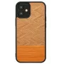 Custodia per cellulare Man and Wood per iPhone 12 mini, spina di pesce arancia nero
