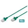 Cavo patch DIGITUS CAT6 U-UTP sottile, 0,5 m, verde, quantità per confezione 10