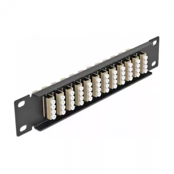 Patch panel fibra ottica DeLOCK 10 pollici 12 porte LC quad beige 1U nero