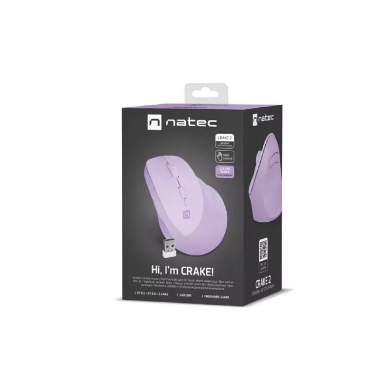 NATEC Crake 2 mouse universale destrimani RF Wireless + Bluetooth ottico 2400 DPI