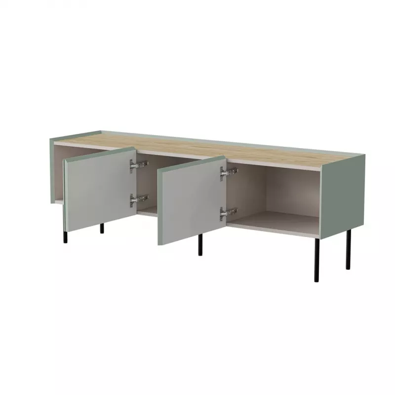 Cama FELLINI mobile TV 150x40x52 oliva + piano in rovere oliato