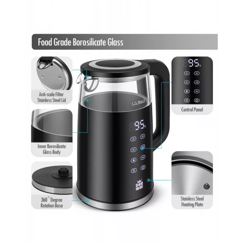 Bollitore elettrico Forme FKG-4017 1,7L 2200W nero