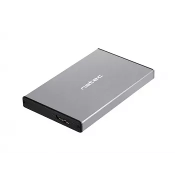 Case esterno HDD/SSD NATEC Rhino GO — 2,5 pollici SATA, 9,5 mm, USB 3.0, alluminio, grigio, fino a 4 TB