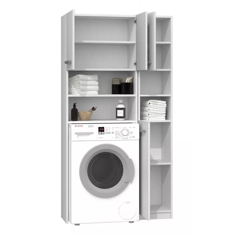 Mobiletto da bagno Top e shop ZESTAW MARPOL BIEL — freestanding, struttura bianca, 10 ripiani