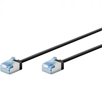 Goobay cavo patch CAT 6A ultra flessibile sottile U/FTP nero – connettore extra corto (74318)