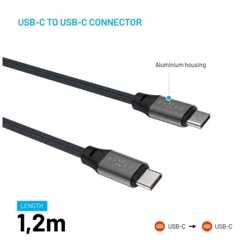 Cavo magnetico intrecciato USB-C su USB-C FIXED FIXDBM-CC12-GR, USB 2.0, 1,2 m, grigio