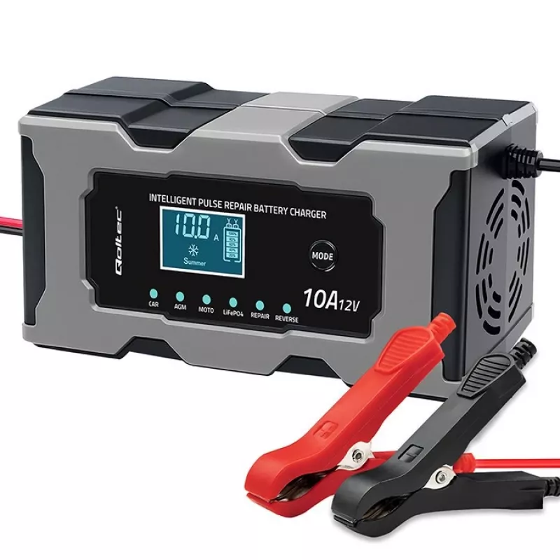 Caricabatterie QOLTEC 52493 12V 10A con funzione di riparazione per batterie AGM