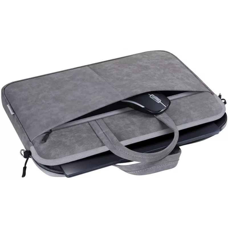 Borsa top loader DEFENDER Solid per laptop 15,6 pollici, poliuretano, grigio, manico, tracolla rimovibile