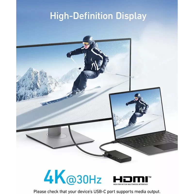 Anker 332 A8356G11 hub USB-C 5-in-1, HDMI 4K per un singolo display, nero