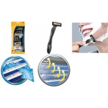 Rasoio usa e getta BIC FLEX design a cartucce con 4 lame, rasoio usa e getta, modello 8896951