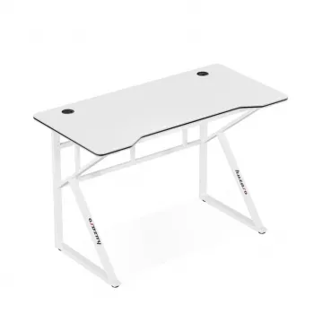 Tavolo gaming huzaro Hero 1.6 bianco — piano dritto in MDF/carbonio 1200×600 mm, struttura in metallo, altezza 750 mm