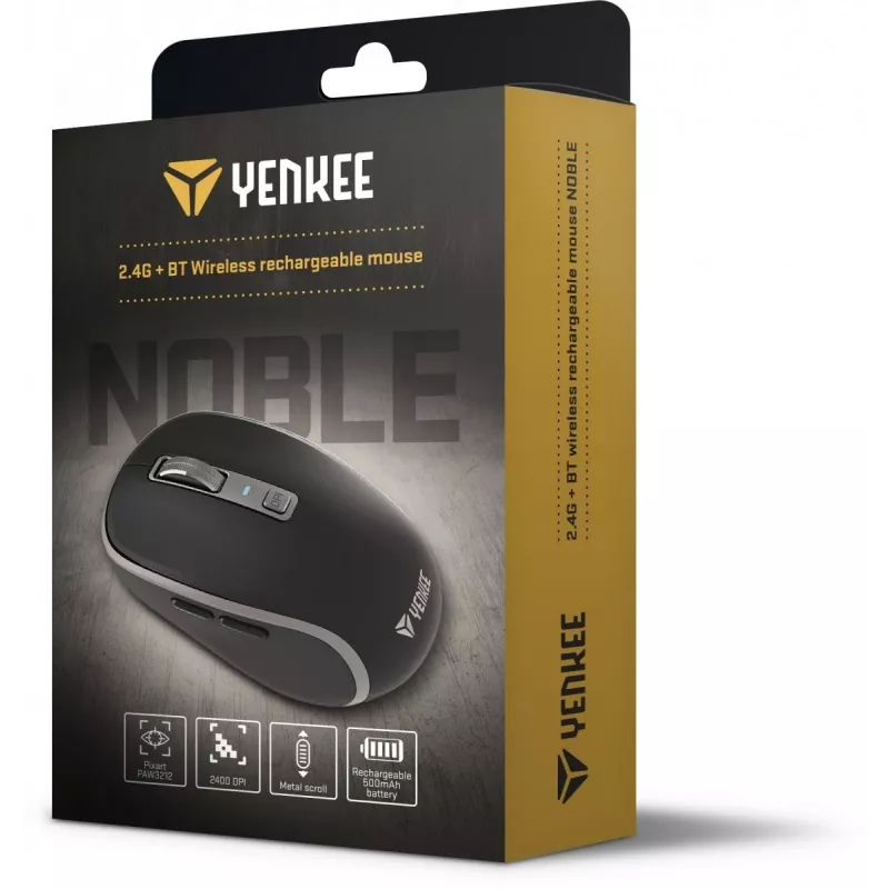 Mouse wireless Dual WiFi+Bluetooth, batteria ricaricabile, 5 tasti