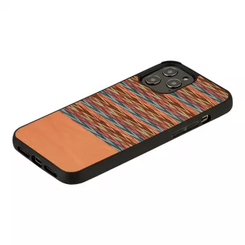 Custodia protettiva Man and Wood per iPhone 12 / 12 Pro — motivo a quadri marrone con cornice nera