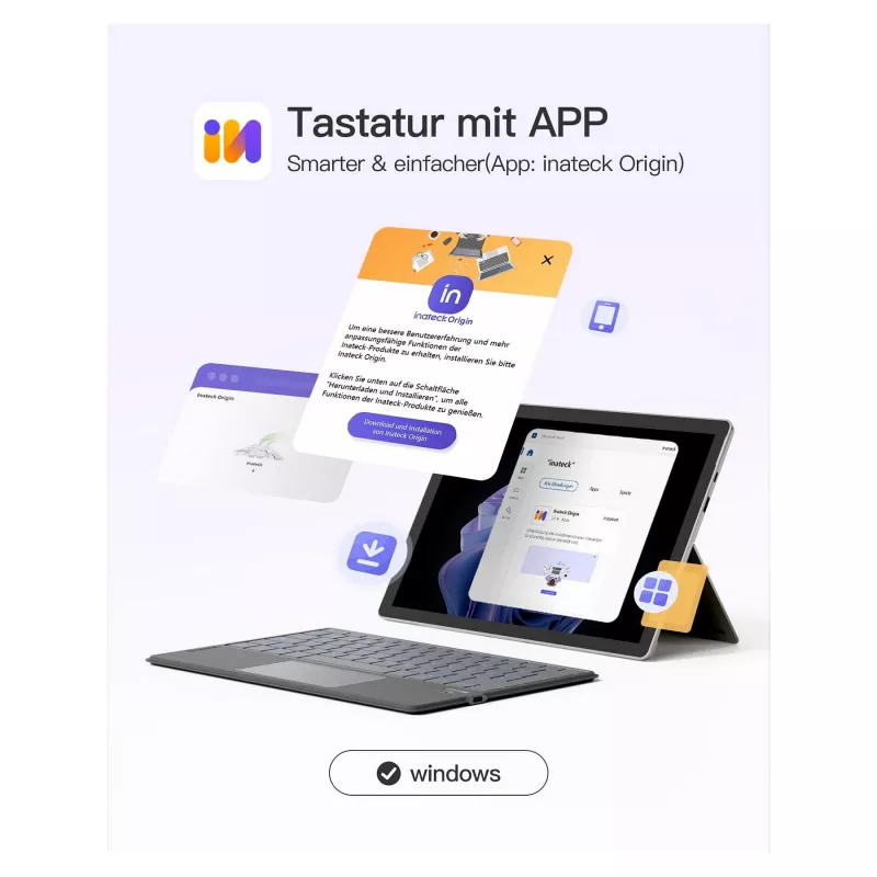 Tastiera inateck Surface grigio, Sureface GO 1-4 Com. QWERTZ