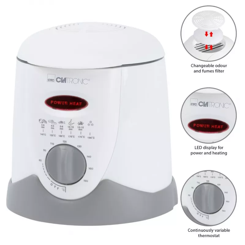 Friggitrice Clatronic FFR 2916 Single 1 L a sé stante 900 W grigio, bianco