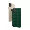 Custodia protettiva Devia per iPhone 11 Pro Max con motivo intrecciato, verde