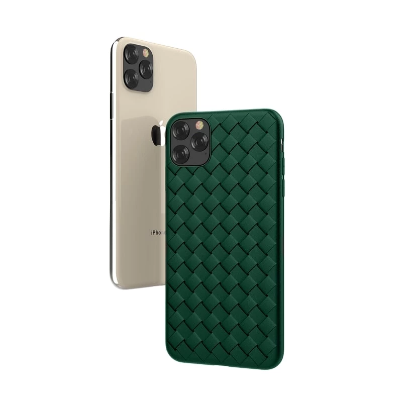 Custodia protettiva Devia per iPhone 11 Pro Max con motivo intrecciato, verde