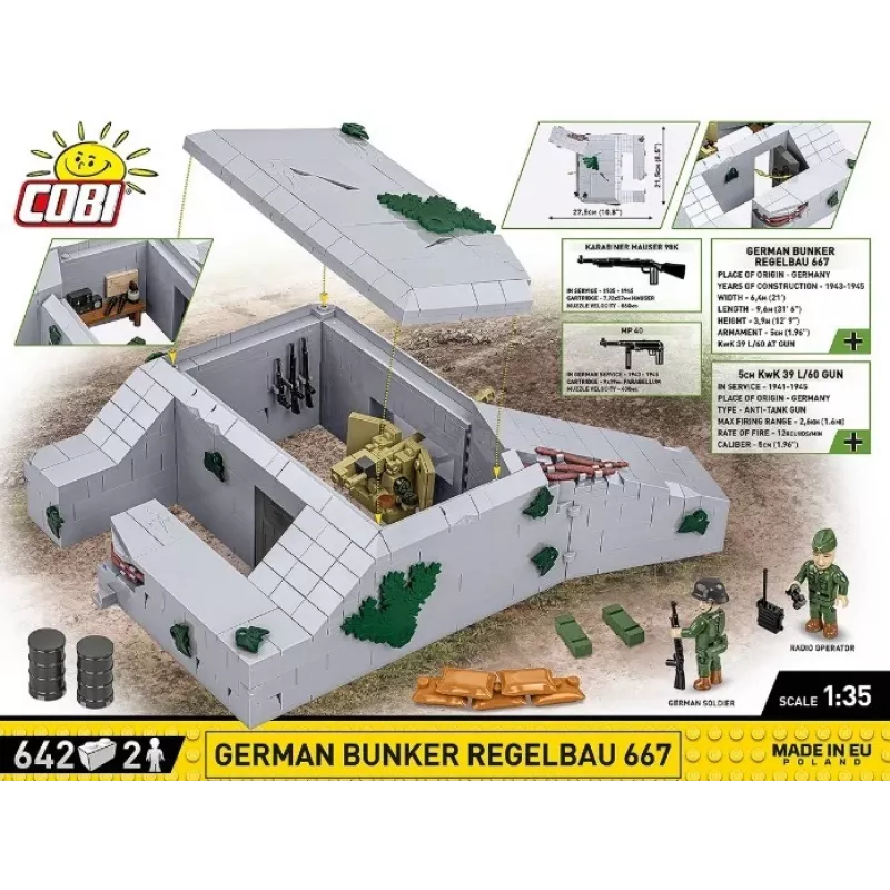 Set da costruzione Cobi Deutscher Bunker Regelbau 667/642 Modello COBI-3136 – set di mattoncini dettagliato