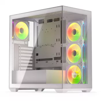 Case PC KRUX Exo RGB White — ATX-Tower, acciaio, 2x3,5