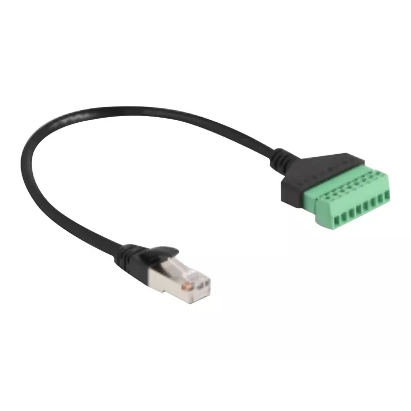 Cavo DeLOCK RJ45 Cat.6 connettore su adattatore per morsettiera 30 cm nero verde
