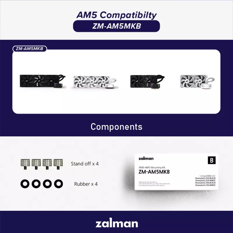 Kit di montaggio ZALMAN ZM-AM5MKB per processori AMD, compatibilità socket per schede madri AM5/AM4