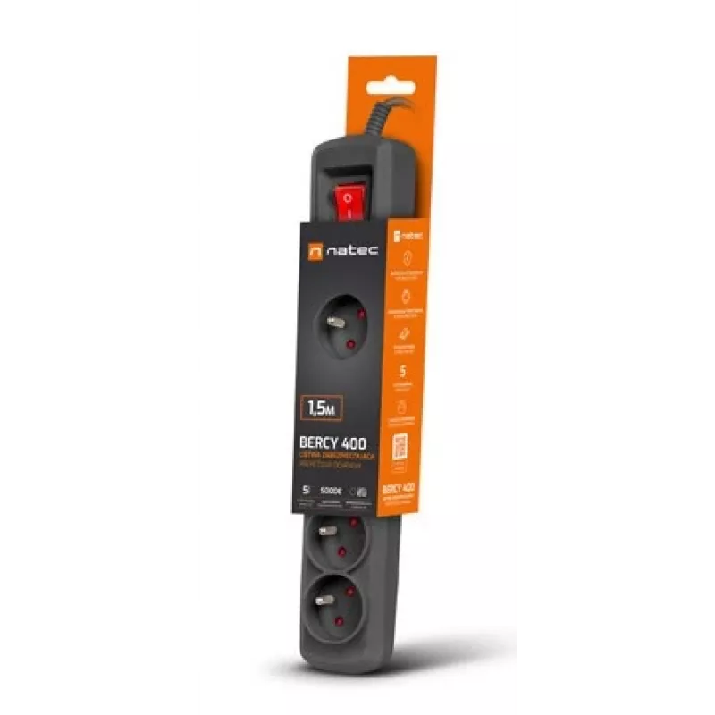 Protezione da sovratensione NATEC NSP-1713 nero 5 prese AC 1,5 m