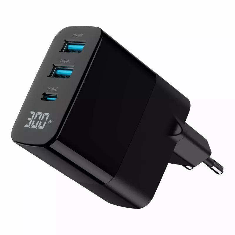 Gembird TA-UC-PDQC30LCD-BK-02 caricabatterie per dispositivi mobili universale nero AC ricarica rapida per interni