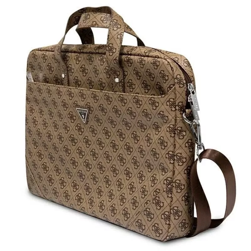 Borsa per laptop GUESS GUCB15P4TW 16 pollici marrone Saffiano con logo triangolo 4G