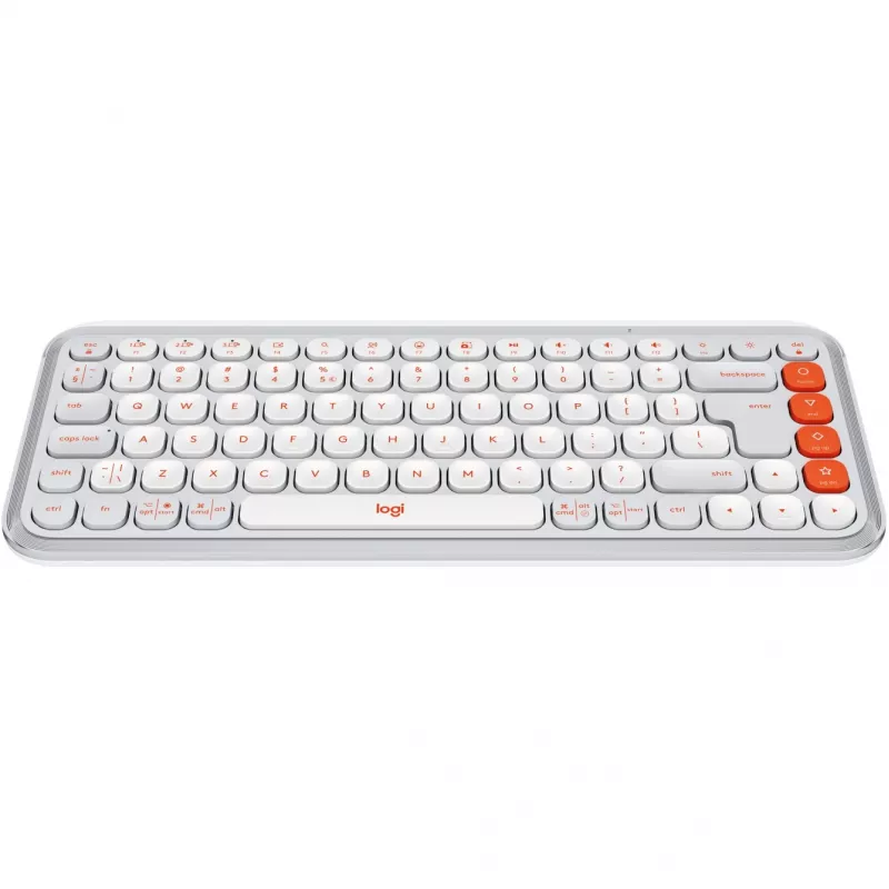 Logitech POP Icon Keys - tastiera - wireless - Bluetooth LE - QWERTY - US International - Off White, arancione (920-013072)
