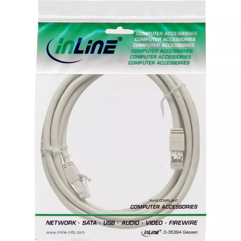 Cavo patch InLine S/FTP PiMF Cat.6 certificato grigio 2m