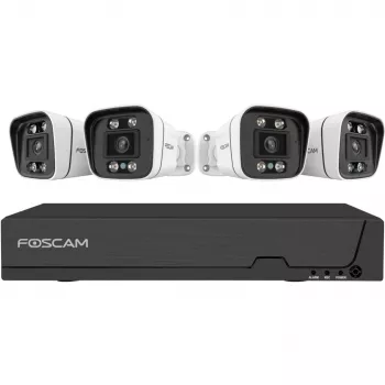 Foscam FNA108E-B4-2T sistema di videosorveglianza bianco 4x telecamera bullet 4K PoE, 1x NVR 8 canali