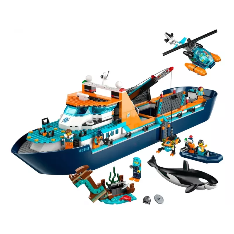 Giocattolo da costruzione LEGO City nave da spedizione artica 60368 — 815 pezzi, 7+ anni, include 4 minifigure