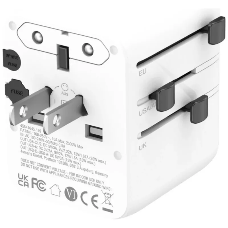 Adattatore da viaggio 20W GaN Nomad 2xUSB-C + 1xA