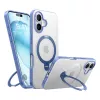 Custodia protettiva Torras Ostand Spin per iPhone 16 – blu, profilo sottile, compatibile con ricarica wireless