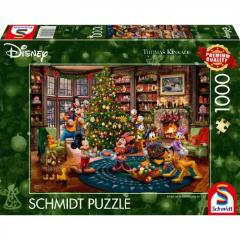 Thomas Kinkade Studios: Disney - Mickey & Minnie Trimming The Tree, puzzle 1000 pezzi
