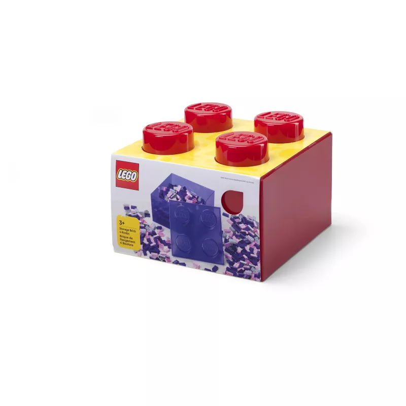 LEGO Storage Brick 4 contenitore con coperchio, rosso trasparente