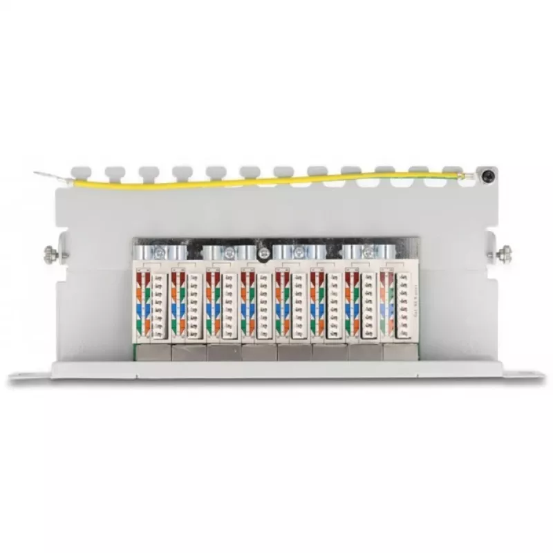 DeLOCK patch panel 10 pollici, 8 porte, Cat.6A, 0,5HE, grigio, metallo