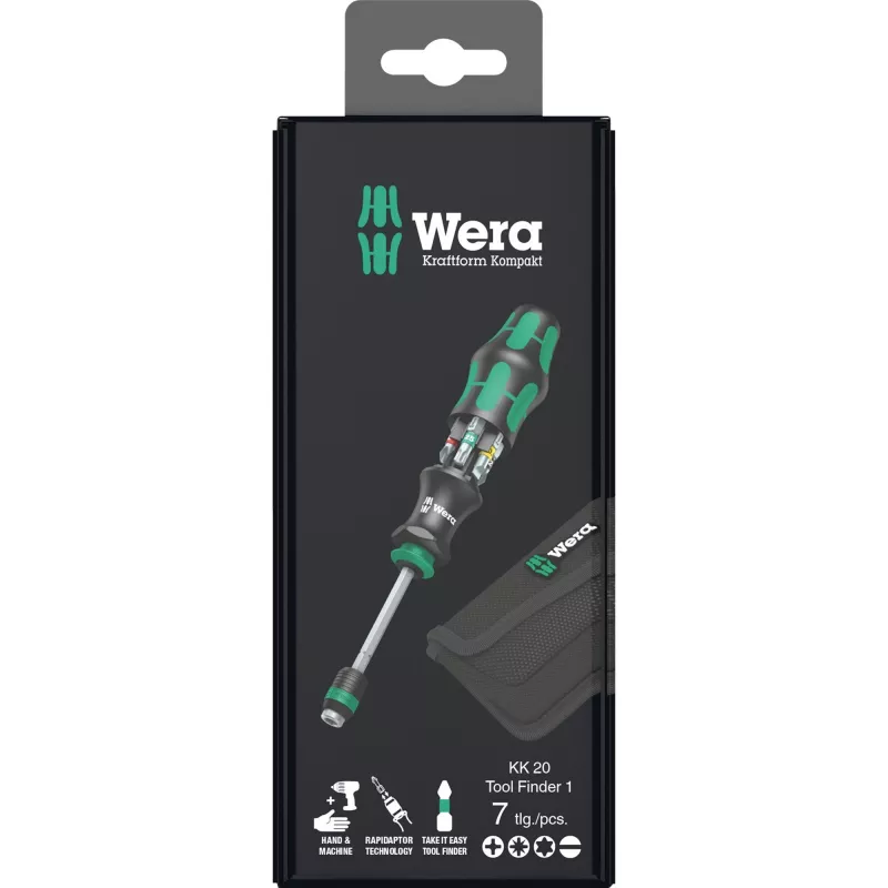 Wera Kraftform Kompakt 20 - cacciavite con set di punte - in custodia (05051016001)