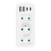 Power splitter MACLEAN MCE248 F/W — 3 prese AC (1×16A, 2×6A) + 4×USB (2×A, 2×C PD 20W), spina EU, bianco