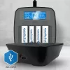 everActive NC-1000M V2 caricabatterie, Ni-MH, 4 slot AA/AAA, USB-C, nero