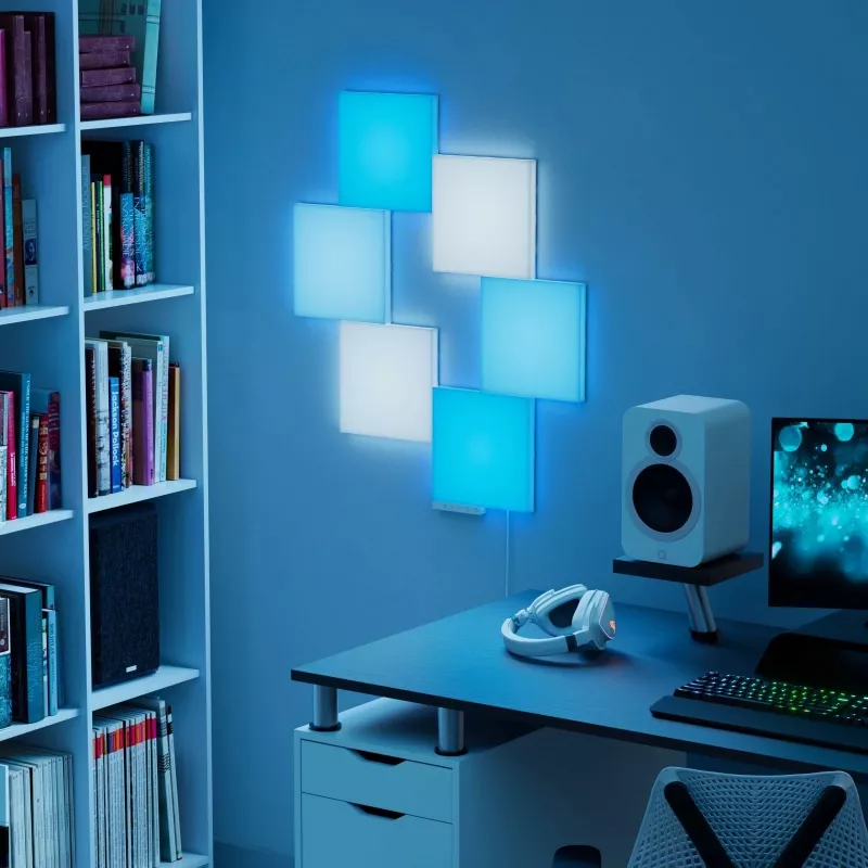 Nanoleaf Blocks Big Squares Starter Kit N8100K02-6BS, 6 pannelli LED, oltre 16 milioni di colori, Wi-Fi 2,4 GHz, compatibile con Apple Home/Alexa/Google Home/SmartThings