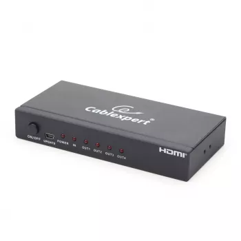 Splitter video HDMI GEMBIRD DSP-4PH4-02 — 4× uscite HDMI, HDMI 1.4, 225 MHz, case in acciaio, 146×73×24 mm