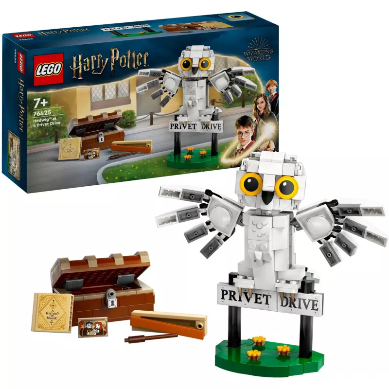 LEGO Harry Potter modello Hedwig da costruire al Ligusterweg 76425 — 337 pezzi, altezza 100 mm, età consigliata dai 7 anni