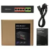 Switch Ethernet PoE QOLTEC 52289 — 4x porte RJ45 PoE, 2x RJ45 uplink, budget PoE 65W