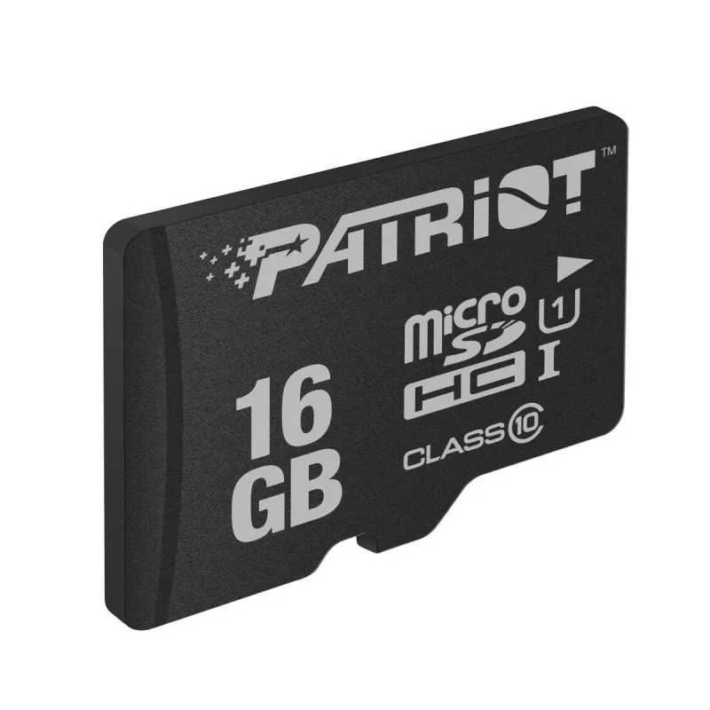 Scheda di memoria MicroSDHC PATRIOT PSF16GMDC10 — 16 GB, Class 10, UHS-I (U1), 80 MB/s, nero
