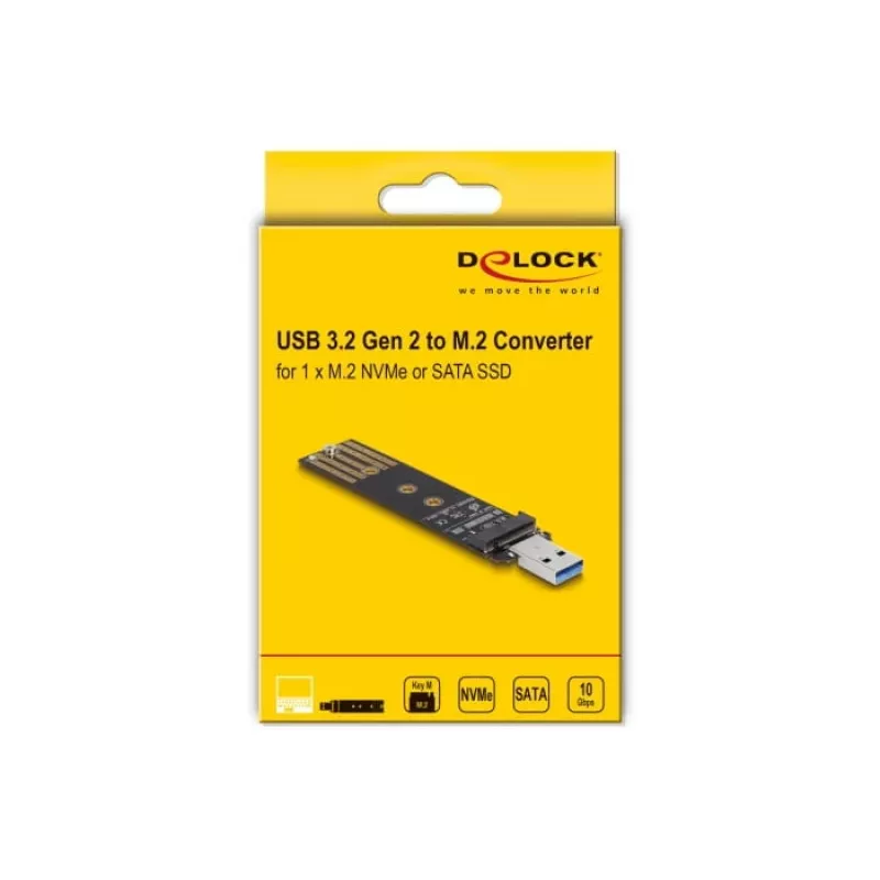 Convertitore combo DeLOCK per M.2 NVMe PCIe o SATA SSD USB 3.2 Gen 2 nero
