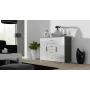 Cama Meble UNI credenza per soggiorno, grigia/bianca lucida